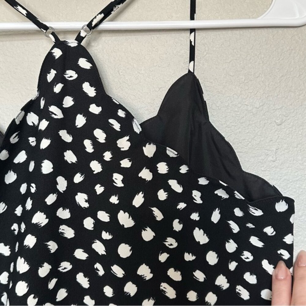 J. Crew Womens Scalloped Edge Cami Tank Top Sleeveless Adjustable Black Size 2 - Picture 6 of 7
